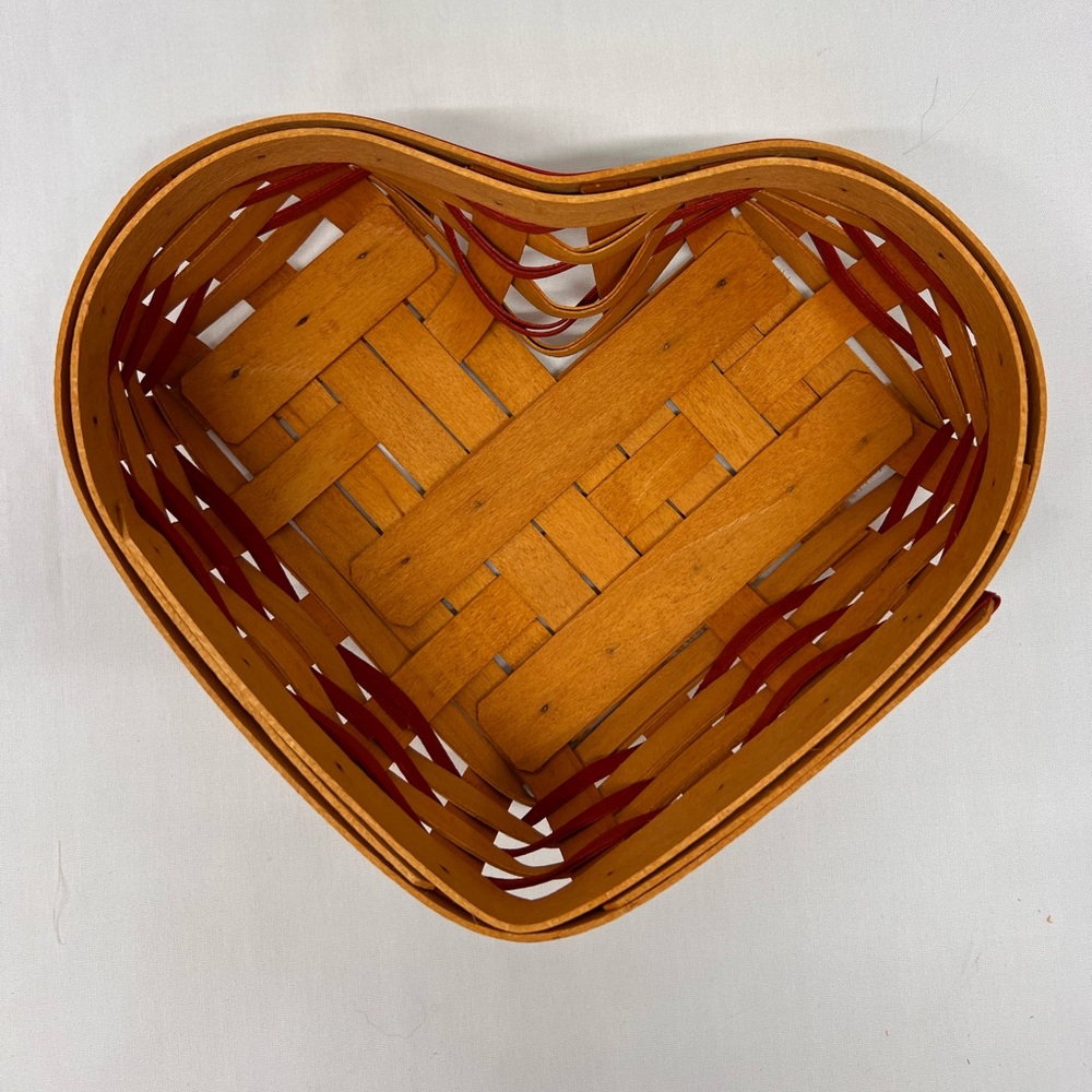 1999 Longaberger Love Letters Sweetheart Basket with red weave